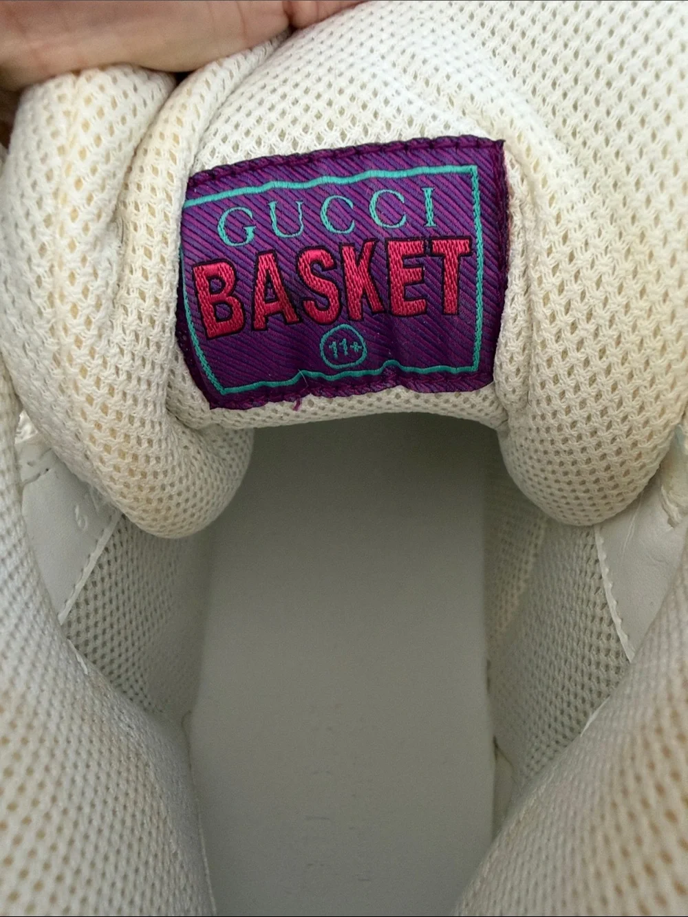 Gucci White High-Top Sneakers with Green and Red Accents